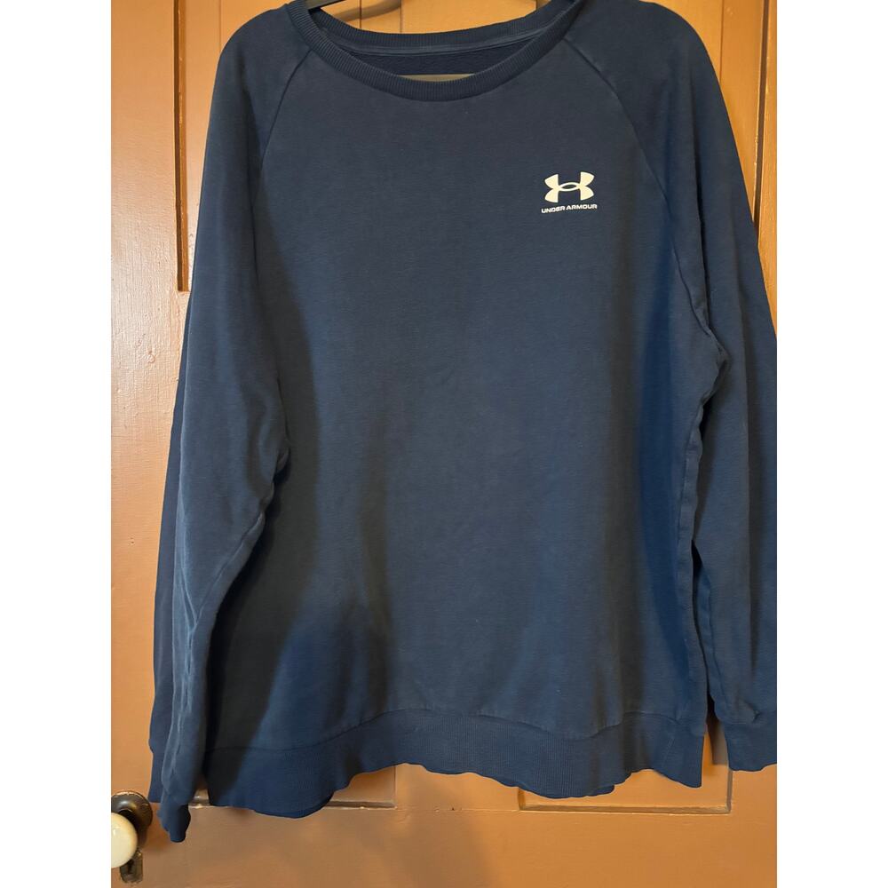 Mens Under Armor Navy Blue Crew Neck Sweatshirt